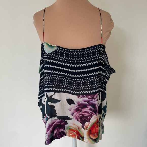 Nicole Miller Rosa Floral Viscose GGT Silk Bandeau Tank Top BA10076 Size Small - Picture 3 of 10
